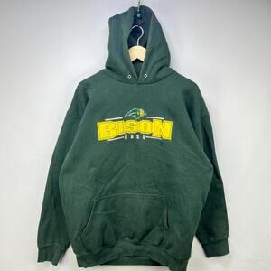 Vintage 90s NDSU Bison Hoodie Large Green